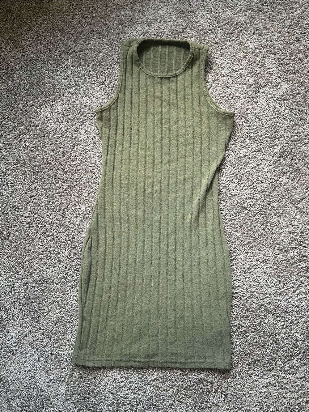 SHEIN Olive Green Ribbed Knit Mini Dress